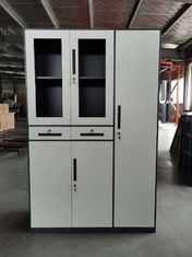 China storage file cabinet and steel locker combination group structure dark gray and white color supplier