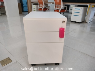 China Two Drawers One Box Mobile Pedestal Cabinet With Brake Wheel White Color supplier