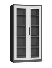 China Glass door swing open storage Cabinet dark grey and White Color H1850XW900XD400mm supplier