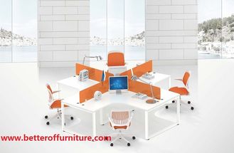 China Crossed seat 4 person office desk furniture 30*60 steel tube MDF+MFC wooden top supplier