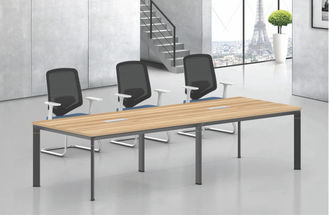 China Office Space Meeting Table Desk Steel frame Legs And Wooden mDF Top With Socket supplier