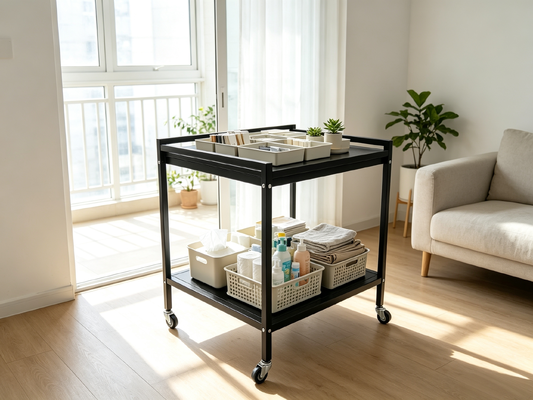 Two-Tier Rolling Storage Cart Mobile Organizer Trolley For Home/Office Space supplier