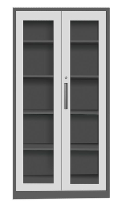 Glass door swing open storage Cabinet dark grey and White Color H1850XW900XD400mm supplier