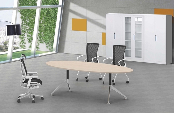 Round shape wooden top  Metal Melamine Office Small Meeting Table supplier