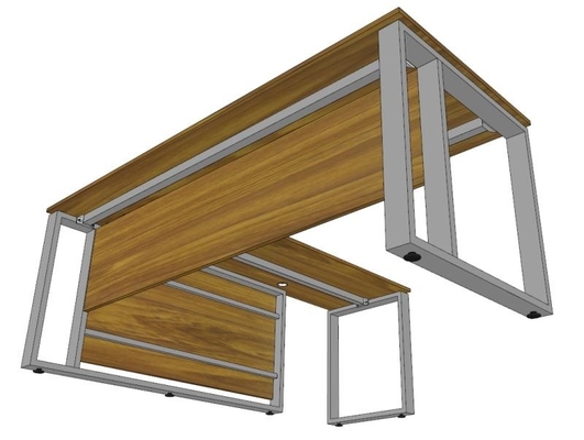 Manager use L shape office desk 3060 steel frame wooden modesty panel supplier