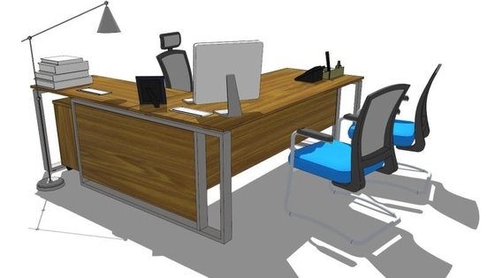 Manager use L shape office desk 3060 steel frame wooden modesty panel supplier