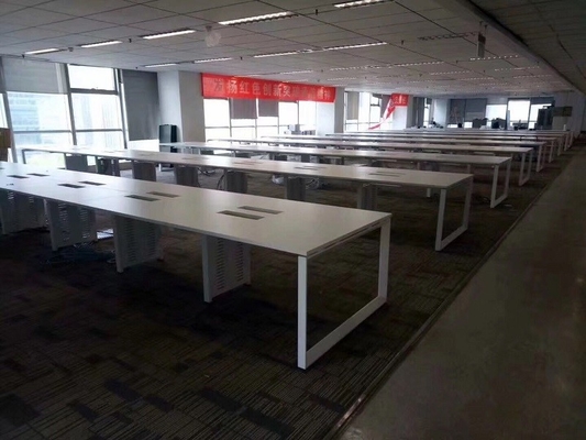 Module design 4 person division office table face to face steel frame desk wooden top supplier