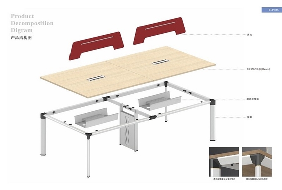 Simple easy to assembly 4 person office  furniture table module design L2400XW1200mm supplier