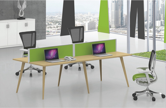 Transfer yellow color 4 person face to face cluster MDF and MFC wooden desk supplier