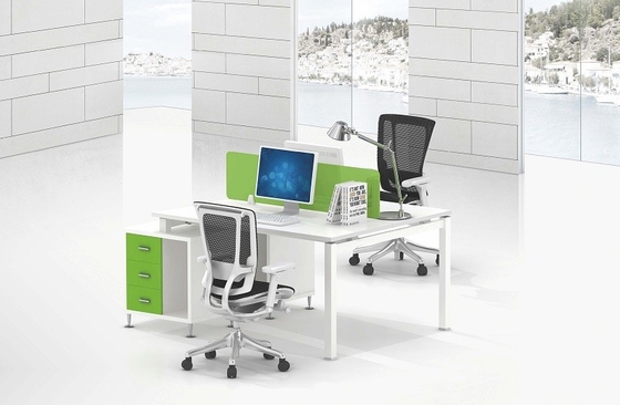 Modular  produce 2 person cluster withe office desk face to face site melamine wooden top  green screen supplier