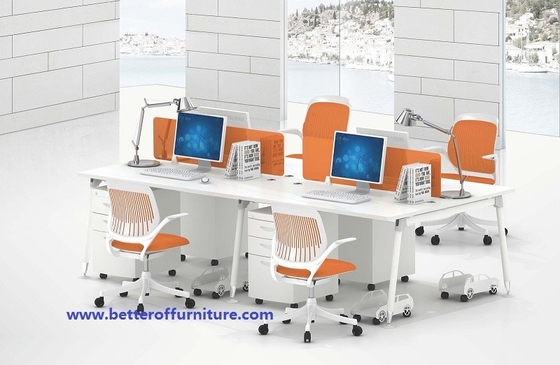 Modern Modular Office Workstation Table 4 Person Dividers Office Cubicle white color supplier