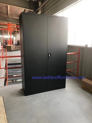 Swing open steel door  Storage Cabinet Black color RAL9005 Lightning lock   H1850XW900XD400mm,KD struc supplier