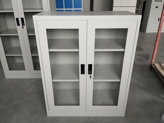 Half height swing open glass door storage file cabinet Powder coating surface supplier