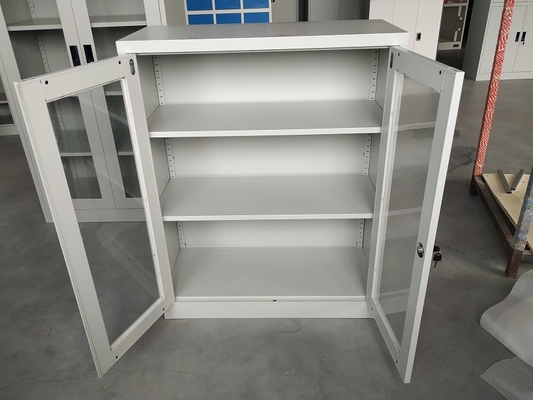 Half height swing open glass door storage file cabinet Powder coating surface supplier