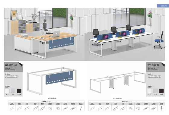 1 Person Modern Office Desk Furniture Melamine wooden top light gray color pentagon  leg supplier