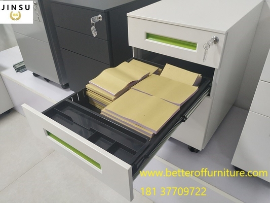 Movable 3-Drawer Vertical File Cabinet, Locking, Letter and Legal file white color H600XW390XD520mm supplier
