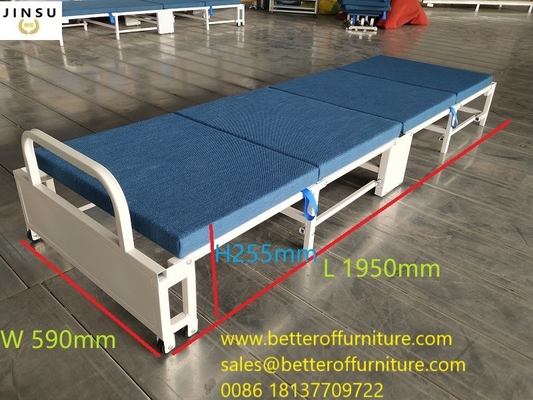 Office Folding Bed Steel Tube Frame With Cushion Sponge Roll Away Wheels Can Moveable supplier