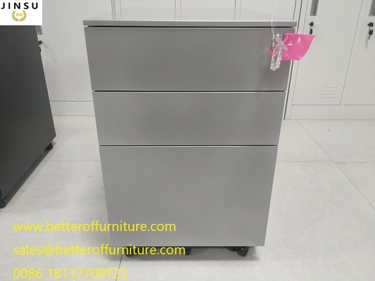 Steel Arch Pull Mobile Pedestal Filing Cabinet In Silver Color For Office Space supplier