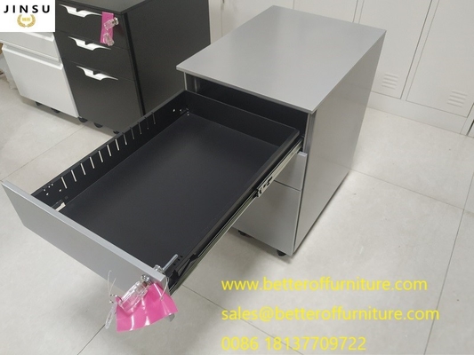 Steel Arch Pull Mobile Pedestal Filing Cabinet In Silver Color For Office Space supplier