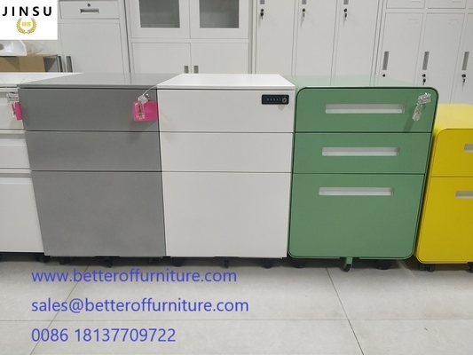 Steel Arch Pull Mobile Pedestal Filing Cabinet In Silver Color For Office Space supplier