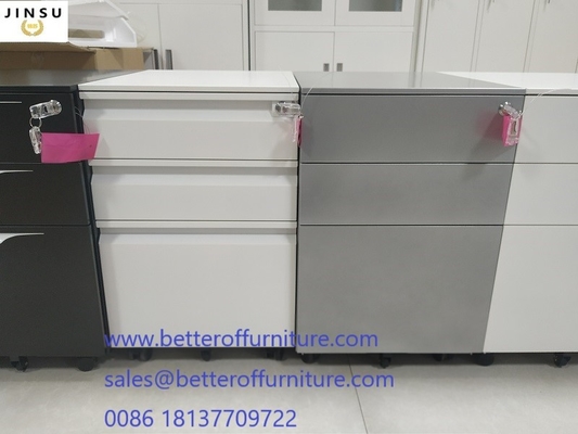 Steel Arch Pull Mobile Pedestal Filing Cabinet In Silver Color For Office Space supplier