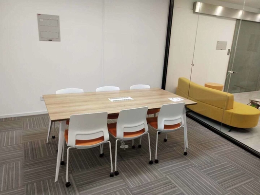 Office Space Meeting Table Desk Steel frame Legs And Wooden mDF Top With Socket supplier