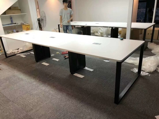 Office Space Meeting Table Desk Steel frame Legs And Wooden mDF Top With Socket supplier