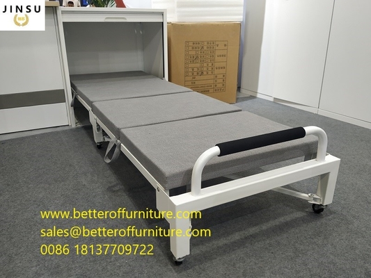 Tambour Door Office Workstation Use Folding Bed Steel Tube Frame With Cushion Sponge supplier