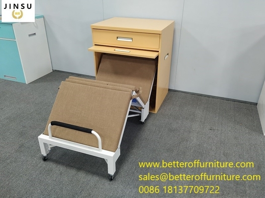 Yellow Color   Office Home Hospital  Napping Use Single Bed Folding Bed With Steel Cabinet supplier