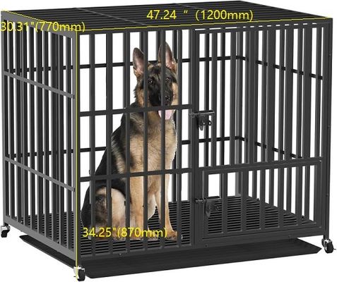 Metal Heavy Duty Dog Crate With Pet Tray Wast Pan