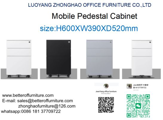 2 Drawers 1 Box Steel File Cabinet Mobile Pedestal With folding Lock