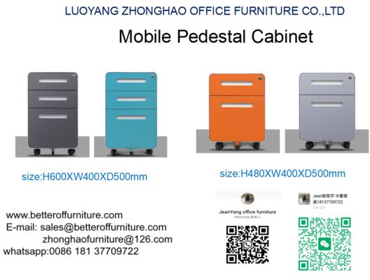 New Design Roundness Edge 3 Drawer Mobile Pedestal Cabinet Furniture